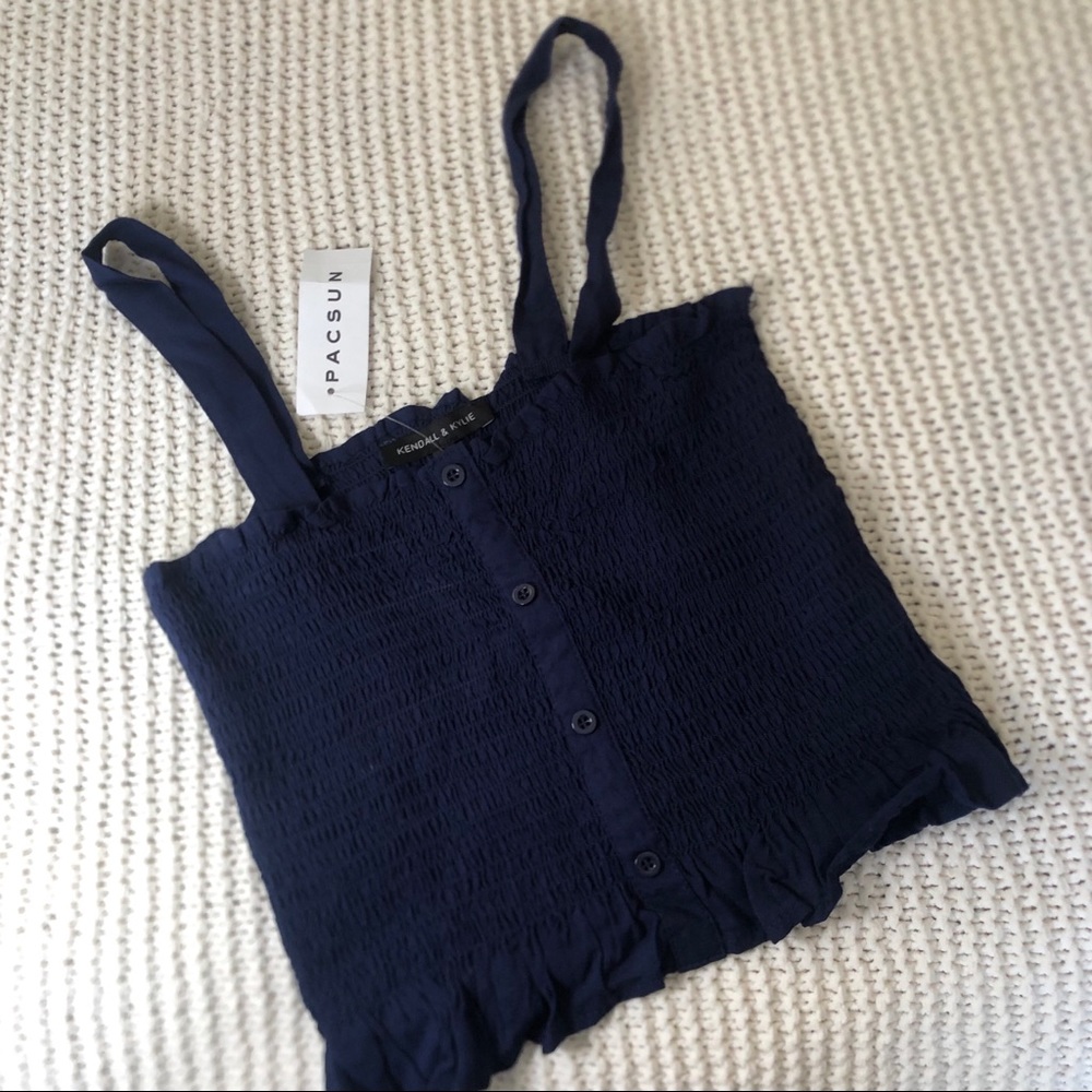 NWT Kendall and Kylie Navy Blue Tube Top w/ Straps